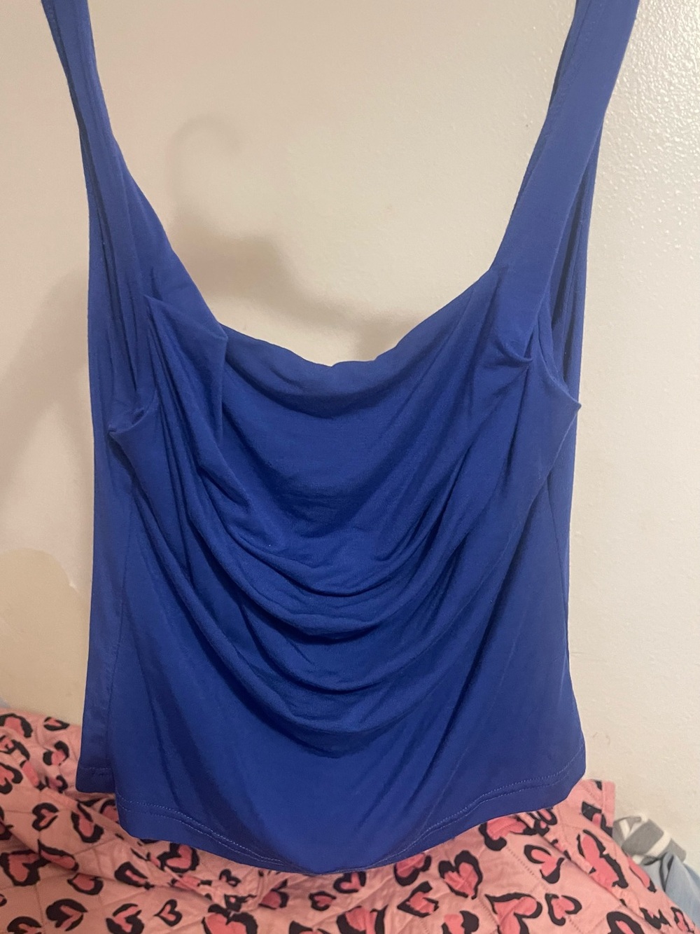SHEIN Royal Blue Draped Cowl Crop Tank